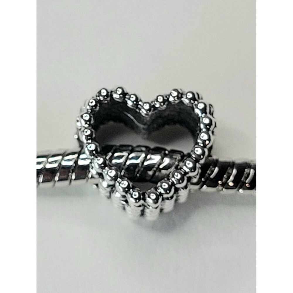 NWT For Pandora Charm Bracelets Antique Silver Color Hollow Heart Charm See Thru